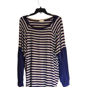 Oddy woman's long sleeve shirt Size 1XL Blue and Grey Striped EUC